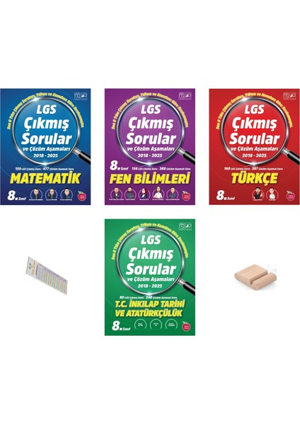 Lgs Çıkmış Sorular ve Çözüm Aşamaları 2018-2025 (Türkçe Matematik Fen Ink) +Telefon Tutucu+Çözüm Ayr