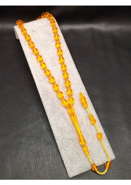 Turuncu Renk Gözyaşı Damla Model Toz Kehribar Tesbih