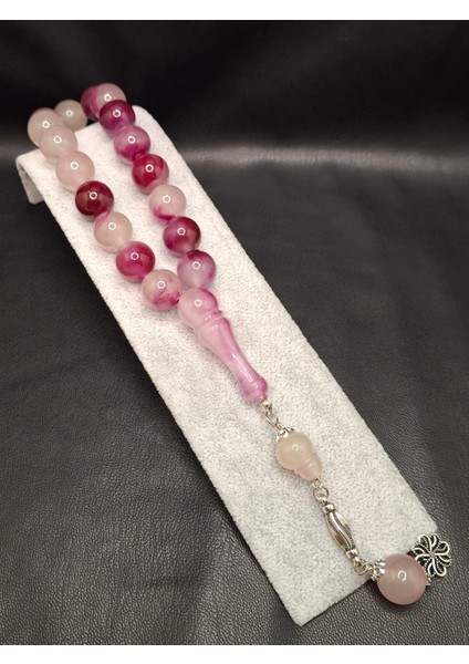 Karanlıkta Yeşil Parlayan Pembe Desenli Püsküllü Kedi Gözü Tesbih fiyatları