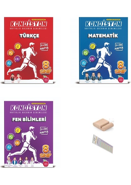 8.sınıf Kondisyon Türkçe Matematik Fen Haftalık Kazanım Denemeleri 2026 Lgs +Telefon Tutucu