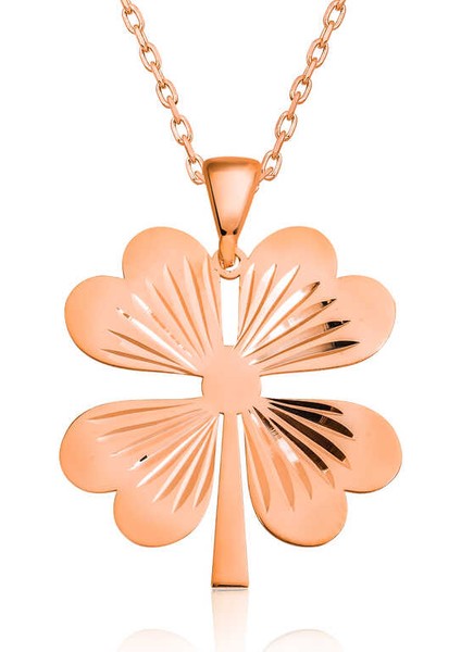 925 Ayar Gümüş Dört Yaprak Rose Yonca Kadın Gümüş Kolye T5549 (292292)