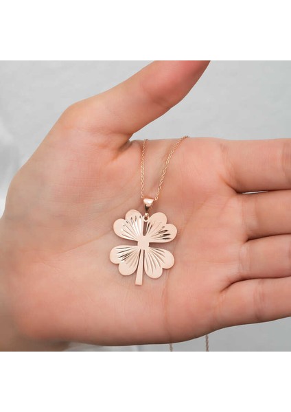 925 Ayar Gümüş Dört Yaprak Rose Yonca Kadın Gümüş Kolye T5549 (292292) indirimleri