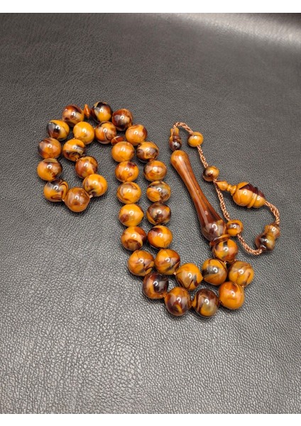 Kahverengi Desenli Toz Kehribar Tesbih