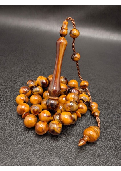 Kahverengi Desenli Toz Kehribar Tesbih modelleri