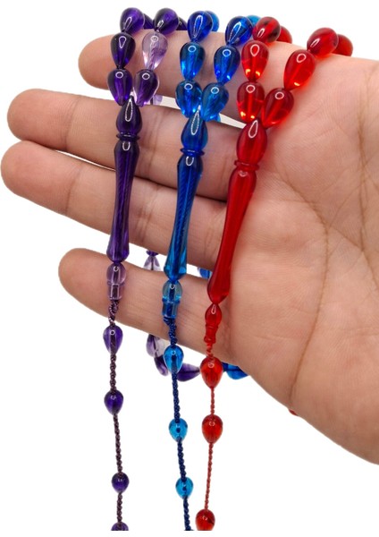 Gözyaşı Damla Model 3 Adet Toz Kehribar Tesbih Seti