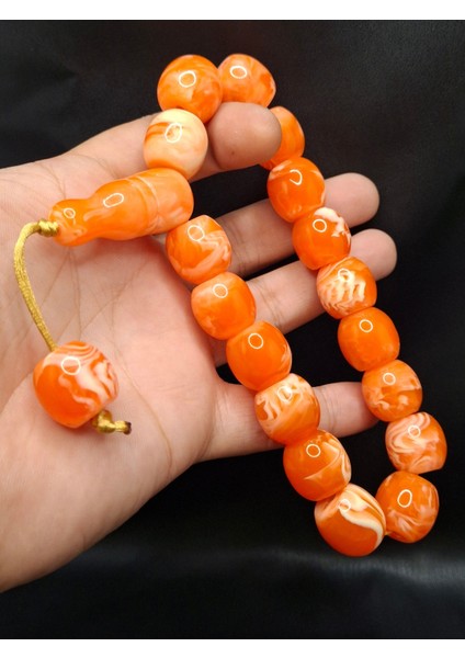 Büyük Boy Özel Model Turuncu Beyaz Efe Maskot Model Toz Kehribar Tesbih fiyatları