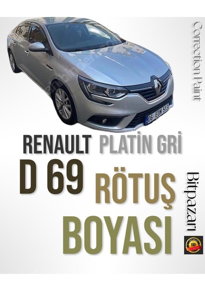 ( Kod- D69 - Metalik Platin Grisi ) - Renault Profesyonel Rötüş Boyası - Taş Izi ve Çizik Giderici