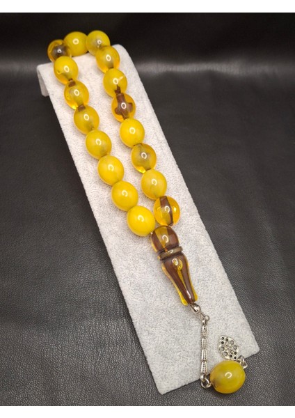 Özel Sarı Renk 17'li Maskot Model Toz Kehribar Tesbih