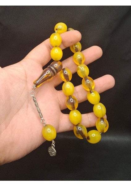 Özel Sarı Renk 17'li Maskot Model Toz Kehribar Tesbih fiyatları