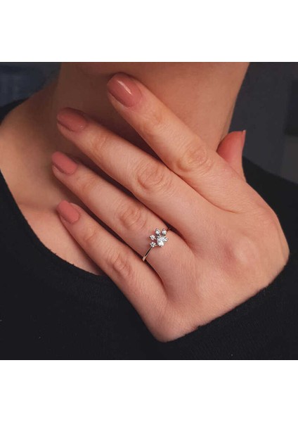 925 Ayar Gümüş Beyaz Kedi Patisi Yüzük T5137 (292292) modelleri