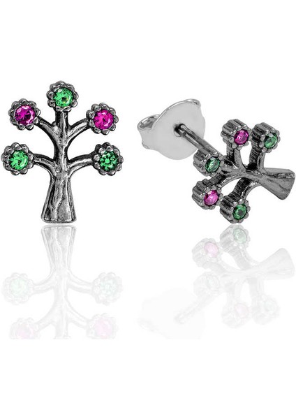 925 Ayar Gümüş Hayat Ağacı Çivili Küpe EA1160111 (292292)