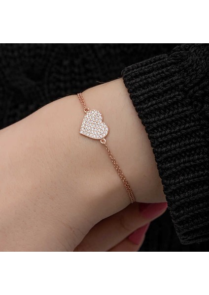 925 Ayar Gümüş Rose Kalp Kadın Bileklik T8699 (292292) modelleri