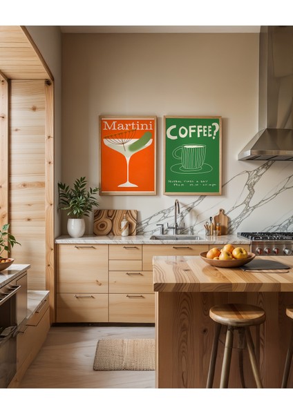 Slow Mornings – Doğal Ahşap Çerçeveli Poster 2'li Set