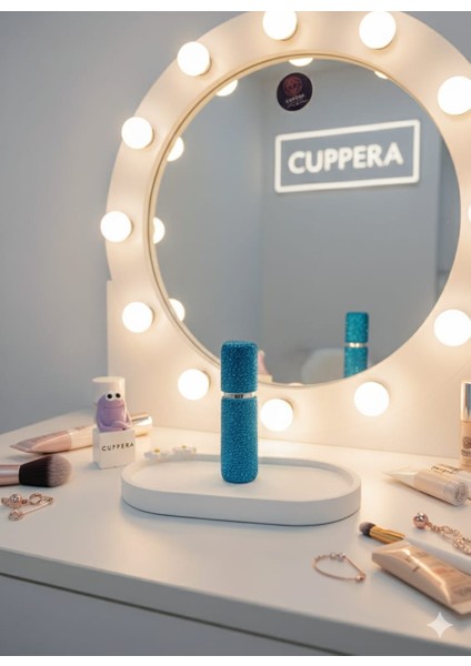 Parıldayan Elmas Işlemeli Mini Doldurulabilir Parfüm Şişesi 10 ml (Mavi)