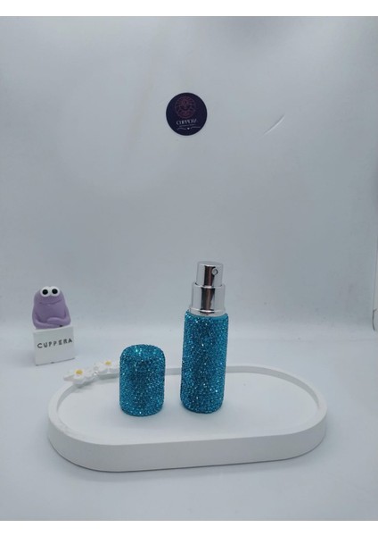Parıldayan Elmas Işlemeli Mini Doldurulabilir Parfüm Şişesi 10 ml (Mavi) fırsatları