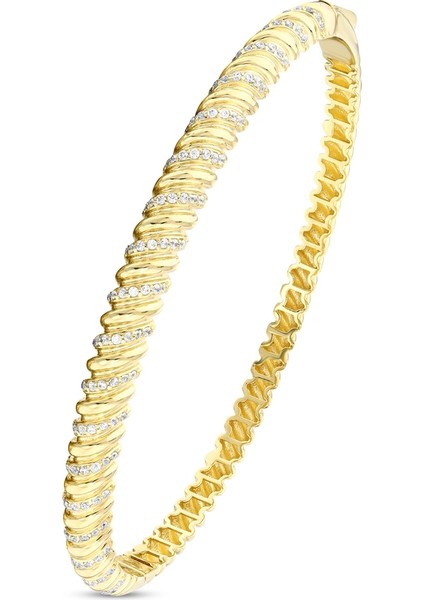 Taşlı Tasarım Altın Kelepçe - 14K fiyatları