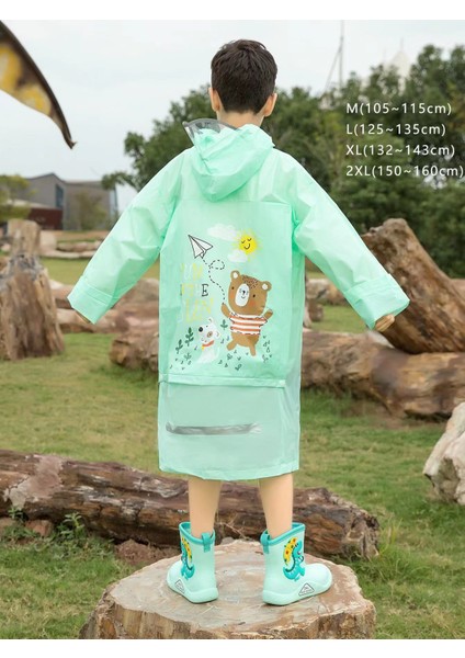 Çocuk Yağmurluk Sırt Çanta Korumalı Eva Kapüşonlu Desenli Cepsiz Çıtçıtlı Yağmurluk Kokusuz modelleri