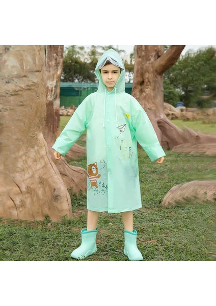 Çocuk Yağmurluk Sırt Çanta Korumalı Eva Kapüşonlu Desenli Cepsiz Çıtçıtlı Yağmurluk Kokusuz fırsatları