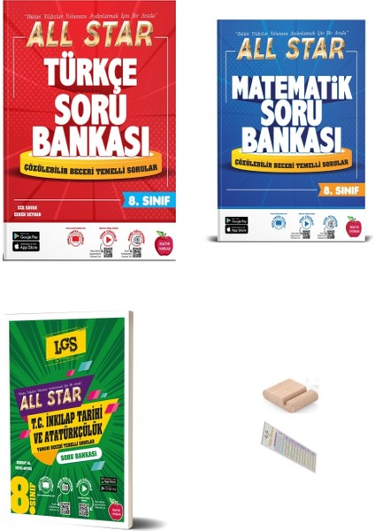 8.sınıf All Star Türkçe Inkilap Matematik Soru Bankası 2026 Lgs +Telefon Tutucu+Çözüm Ayracı