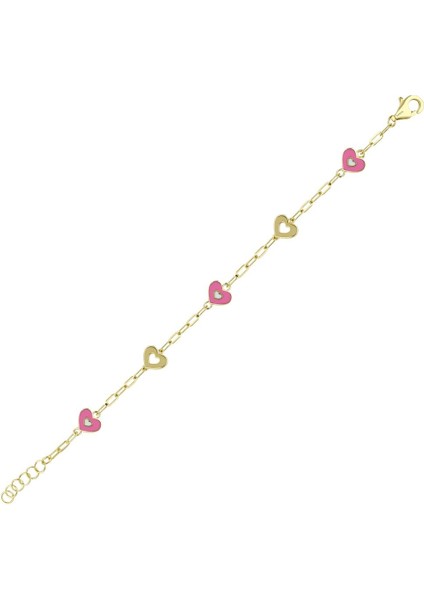 Kalp Figürlü Altın Çocuk Bileklik - 14K