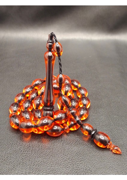 Özel Fuşya Renk Beyzi Kesim Toz Kehribar Tesbih modelleri