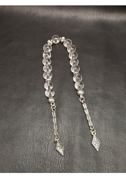 15'li Şeffaf Renk Siyah Ipli Zaza Cam Tesbih modelleri