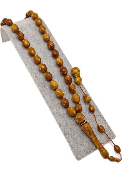 Kahverengi Imame Işlemeli Toz Kehribar Tesbih