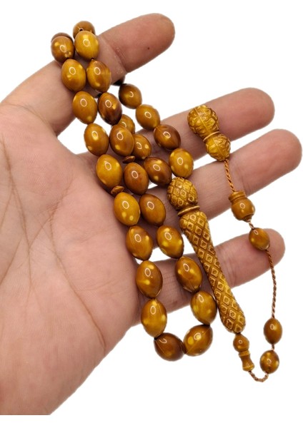 Kahverengi Imame Işlemeli Toz Kehribar Tesbih fiyatları