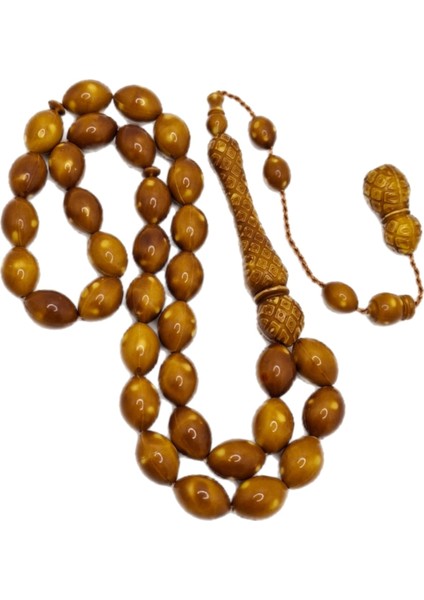 Kahverengi Imame Işlemeli Toz Kehribar Tesbih modelleri