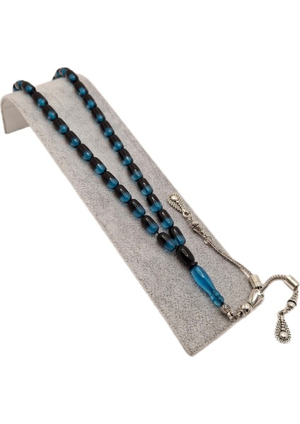 Özel Tasarım Çift Renk Siyah Turkuaz Uçak Camı Tesbih