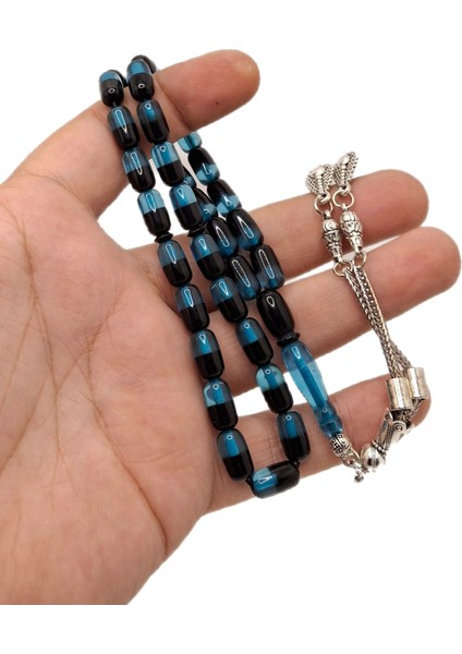 Özel Tasarım Çift Renk Siyah Turkuaz Uçak Camı Tesbih fiyatları