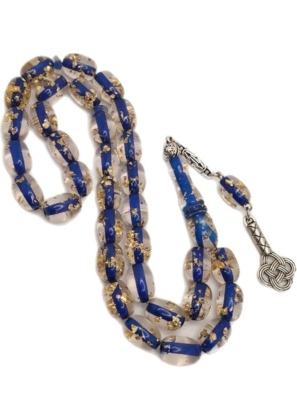 Mavi Renk Altın Varaklı Uçak Camı Tesbih modelleri