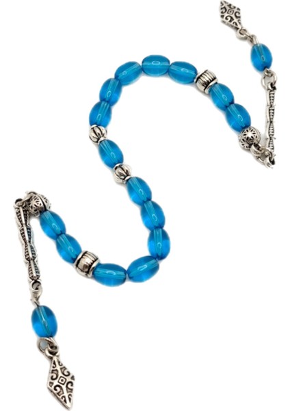 15 Taneli Turkuaz Renk Özel Tasarım Cam Zaza Tesbih modelleri