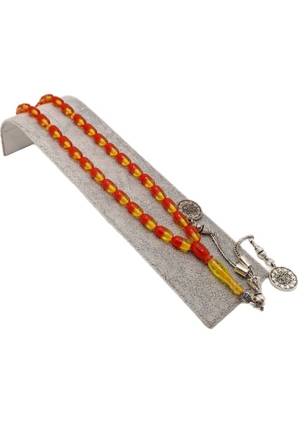 Özel Tasarım Çift Renk Sarı Kırmızı Uçak Camı Tesbih