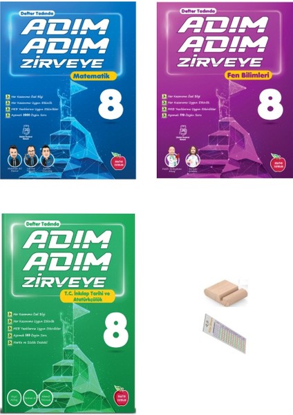 8.sınıf Adım Adım Zirveye Fen Matematik Inkilap Soru Bankası 2026 Lgs +Telefon Tutucu+Çözüm Ayracı