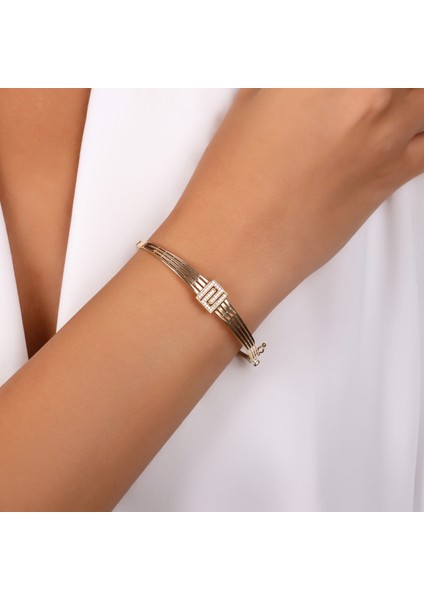 Taşlı Tasarım Altın Kelepçe - 14K modelleri