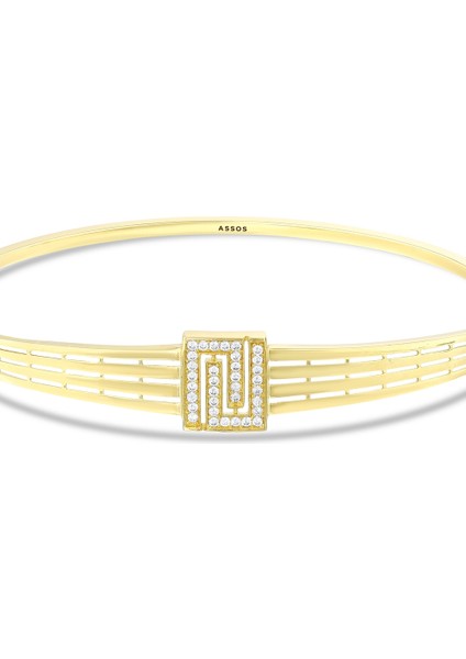 Taşlı Tasarım Altın Kelepçe - 14K fırsatları