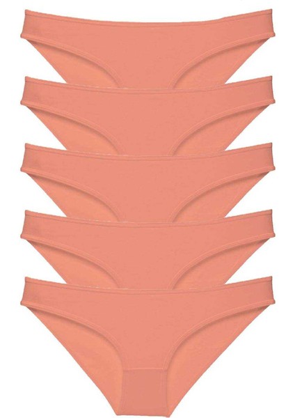 5 Adet Süper Eko Set Likralı Kadın Slip Külot Pudra