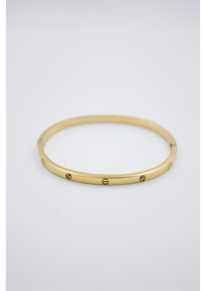 Crt Model Taşlı Ince Bilezik - Altın