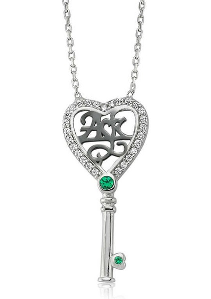 925 Ayar Gümüş Aşk Yazılı Anahtar Kadın Gümüş Kolye PT2610038 (292292)