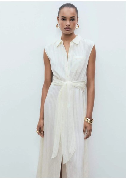 Kuşaklı Gömlek Elbise