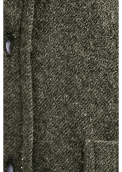 Erkek Regular Fit Klasik Kesim Düz Cepli Koyu Haki Oduncu Gömlek