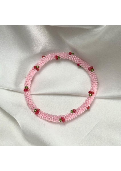 Kiraz El Işçiliği Kadın Bileklik Blk1 Pembe Renk 19CM Takı fiyatları