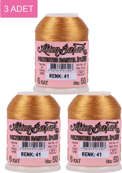 3 Adet Altınbaşak Oya ve Dantel Ipi 20 gr - Royaleks - No: 041