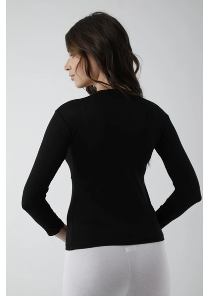 Vivaldi Kadın Siyah Uzun Kol Bisiklet Yaka Body Likralı 352 modelleri