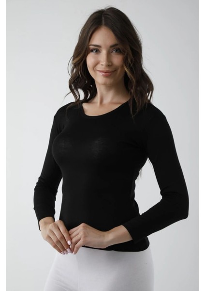 Vivaldi Kadın Siyah Uzun Kol Bisiklet Yaka Body Likralı 352 fırsatları