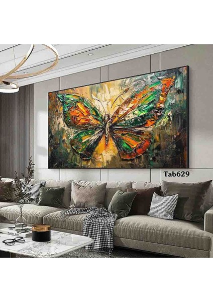 Renkli Kelebek Kanvas (Led) Işıklı Tablo