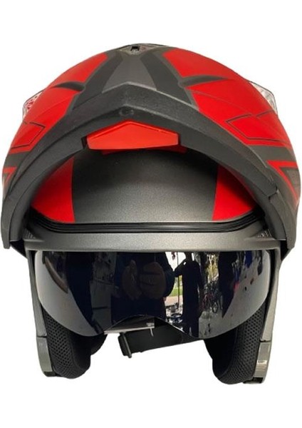 Çene Açılır Güneş Vizörlü Motosiklet Kaskı Kırmızı Xl Beden Baş Çevresi: 61-62CM modelleri