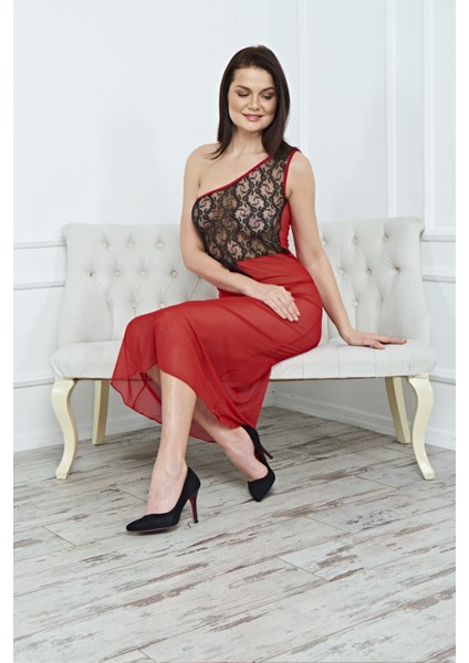 Kadın Şık Fantezi Uzun Elbise Gecelik Harness 3856 - Royaleks fiyatları