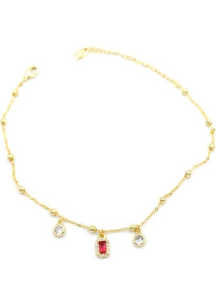 Renkli Taşlı Halhal - Kırmızı fiyatları